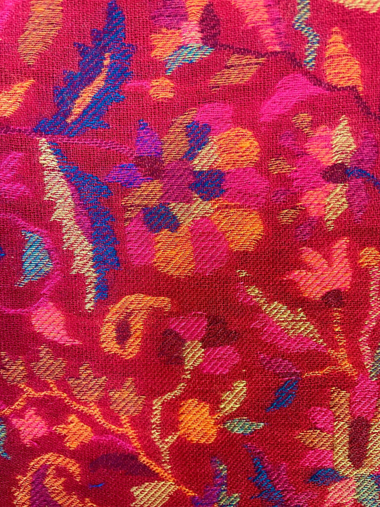 pashmina uld kani tørklæde rødt med mønster