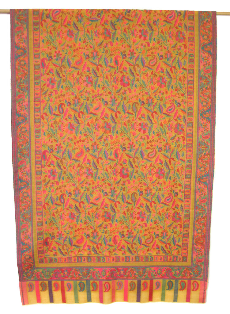 pashmina uld kani tørklæde gult med mønster