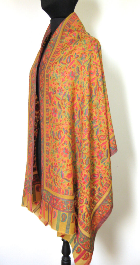 pashmina uld kani tørklæde gult med mønster